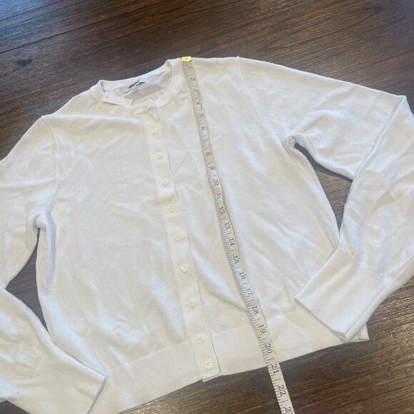 NWT Madewell Women's Sz M White Crewneck Cardigan in 100% Cotton Slim NV972 - Picture 10 of 12